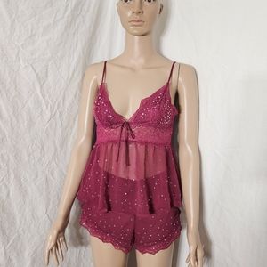 victoria's secret stretch lace & chiffon cami set